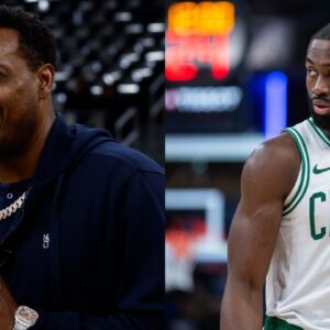 Paul Pierce (L), Jaylen Brown (R)