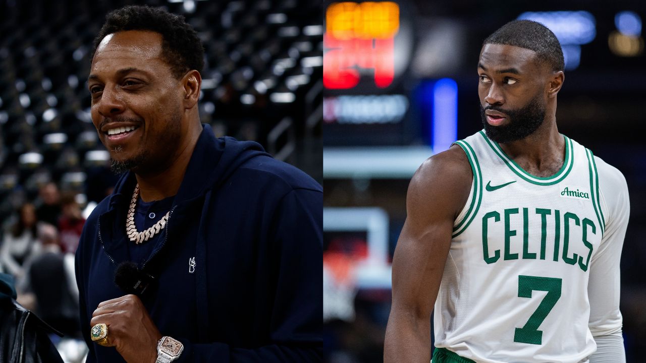 Paul Pierce (L), Jaylen Brown (R)