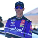 Oct 19, 2024; Las Vegas, Nevada, USA; NASCAR Cup Series driver Denny Hamlin (11) during qualifying for the South Point 400 at Las Vegas Motor Speedway.