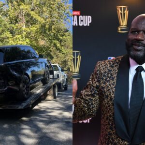Dec 14, 2024; Las Vegas, NV, USA; Shaquille O'Neal arrives on the red carpet before the Emirates NBA Cup semifinal game at T-Mobile Arena