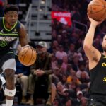 Anthony Edwards (L), Stephen Curry (R)