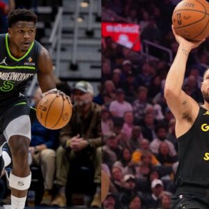 Anthony Edwards (L), Stephen Curry (R)