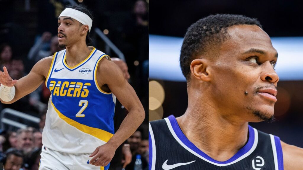 Andrew Nembhard (L), Russell Westbrook (R)