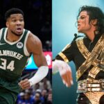Giannis Antetokounmpo (L) and Michael Jackson (R)