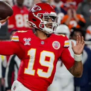 Kansas City Chiefs quarterback Chris Oladokun (19) throws a pass during the second quarter at GEHA Field at Arrowhead Stadium.