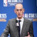 NBA commissioner Adam Silver speaks in a press conference during All Star Saturday Night ahead of the 2025 NBA All Star Game at Chase Center.