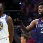 Draymond Green (L), Joel Embiid (R)