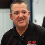 NASCAR driver Tony Steward makes an appearance during the 2023 SEMA Show, at the Las Vegas Convention center in Las Vegas, Nevada