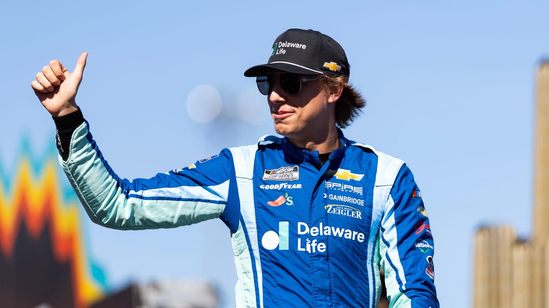 Nov 2, 2025; Avondale, Arizona, USA; NASCAR Cup Series driver Carson Hocevar (77) during the NASCAR Championship race at Phoenix Raceway.