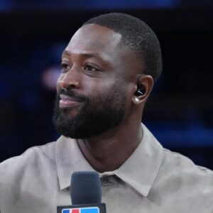 Los Angeles, California, USA; NBA on Prime analyst Dwayne Wade during the game between the Minnesota Timberwolves and the Los Angeles Lakers at Crypto.com Arena.