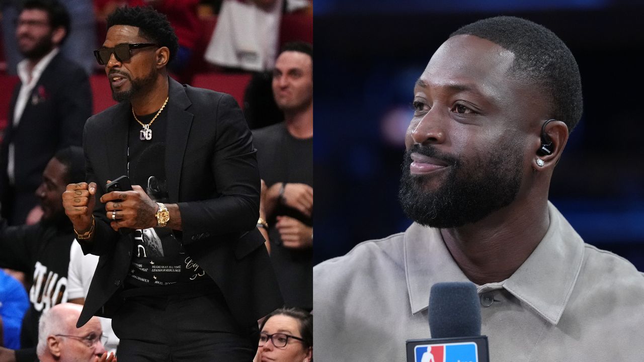Udonis Haslem (L), Dwyane Wade (R)