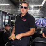 Sep 21, 2025; Concord, NC, USA; NHRA top fuel driver Tony Stewart during the Carolina Four Wide Nationals at zMax Dragway