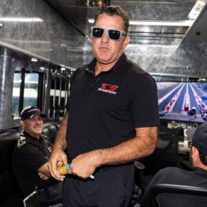 Sep 21, 2025; Concord, NC, USA; NHRA top fuel driver Tony Stewart during the Carolina Four Wide Nationals at zMax Dragway