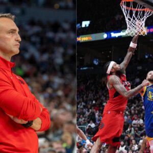 (L) Darko Rajaković (R) Brandon Ingram and Stephen Curry