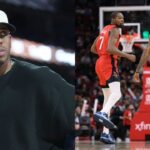 (L) Chris Paul (R) Kevin Durant and Jabari Smith Jr.