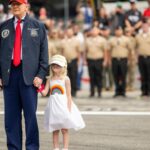 February 16, 2025, Daytona, Fl, United States: U.S President Donald Trump, accompanied by his granddaughter Carolina Trump, arrives to attend the NASCAR Daytona 500 race at Daytona International Speedway, February 16, 2025 in Daytona Beach, Florida