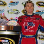 Apr 18, 2009; Avondale, AZ, USA; NASCAR Sprint Cup Series driver Mark Martin celebrates after winning the Subway Fresh Fit 500 at Phoenix International Raceway