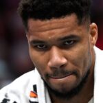 Milwaukee Bucks forward Giannis Antetokounmpo (34) in a time out during the second half against the Charlotte Hornets at the Spectrum Center.