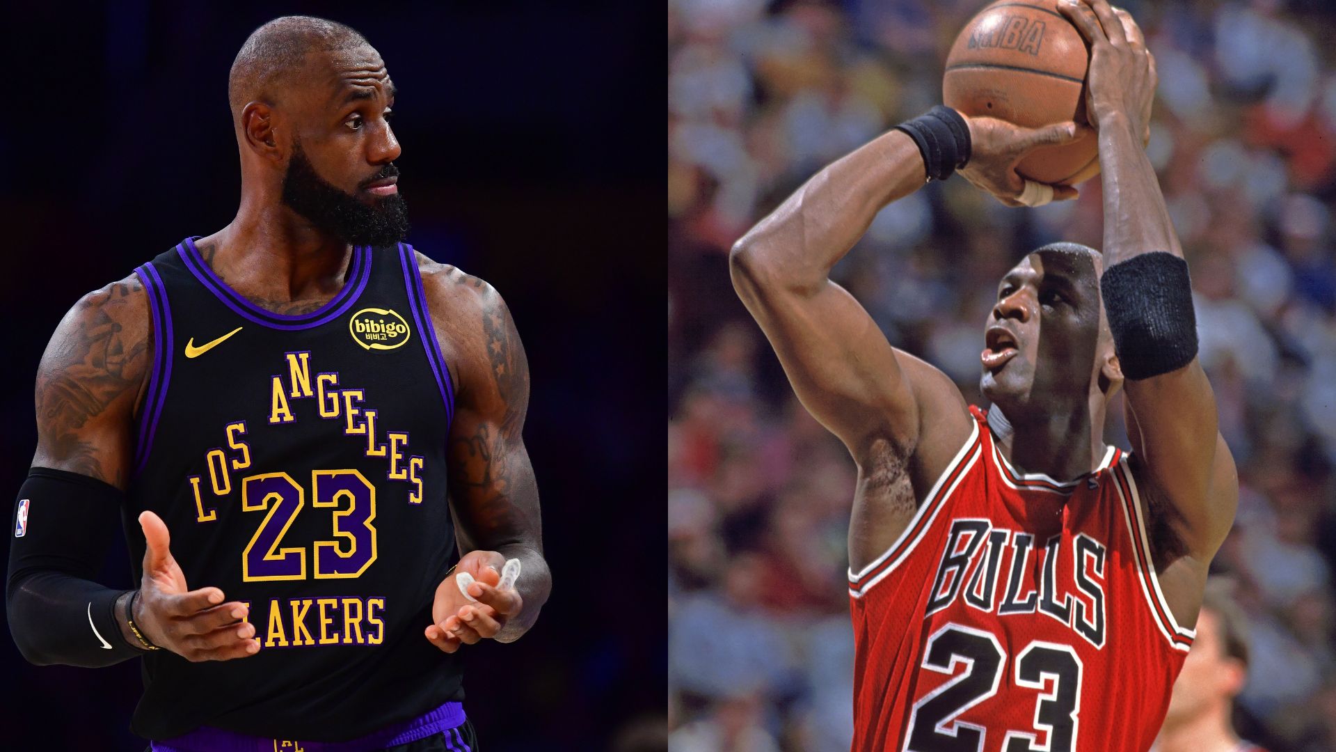 LeBron James (L) and Michael Jordan IR)