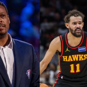 Paul Pierce (L), Trae Young (R)