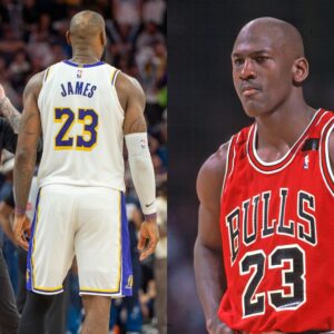 JJ Redick, Lebron James (L) and Michael Jordan (R)