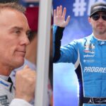 Kevin Harvick (L) and Denny Hamlin (R)