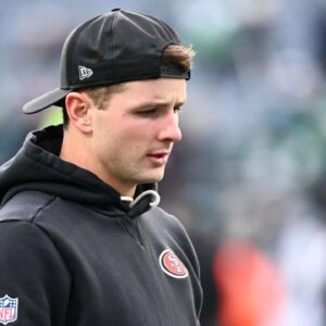 San Francisco 49ers quarterback Brock Purdy (13) looks on during warmups prior to an NFC Wild Card Round game against the Philadelphia Eagles at Lincoln Financial Field.