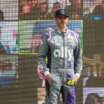 Nov 8, 2020; Avondale, Arizona, USA; NASCAR driver Jimmie Johnson (48) is honored prior to the final start of his career in the NASCAR Cup Series Championship at Phoenix Raceway.