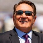 Broadcast announcer Mike Joy talks with fans before the NASCAR, Motorsport, USA Cup Series Autotrader EchoPark Automotive 400 on April 14, 2024 at Texas Motor Speedway in Fort Worth, TX.