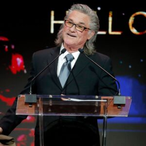 Kurt Russell speaks before accepting the 2022 Hall of Great Western Performers during the Western Heritage Awards at the National Cowboy & Western Heritage Museum in Oklahoma City, Saturday, April, 9, 2022.