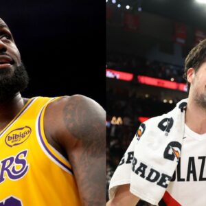 LeBron James (L), Deni Avdija (R)