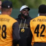 Pittsburgh Steelers coach Mike Tomlin during practice at Carton House.