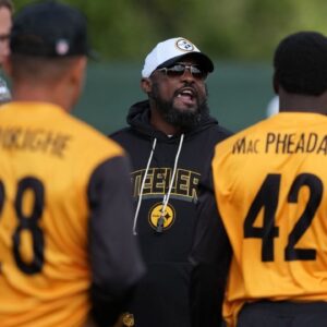 Pittsburgh Steelers coach Mike Tomlin during practice at Carton House.