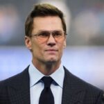 Fox broadcaster Tom Brady is seen prior to the game between the Detroit Lions and the Los Angeles Rams at SoFi Stadium.
