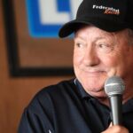 MADISON, IL - JUNE 02: Former NASCAR, Motorsport, USA driver Ken Schrader speaks during the Lunch with Legends for the NASCAR Cup Series Enjoy Illinois 300