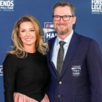 Jan 19, 2024; Charlotte, NC, USA; Dale Earnhardt Jr. and his wife Amy during the red carpet at Charlotte Convention Center Crown Ballroom