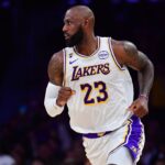 Los Angeles Lakers forward LeBron James (23) in action against the Toronto Raptors during the second half at Crypto.com Arena