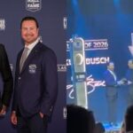 Jan 23, 2026; Charlotte, NC, USA; Kyle and Kurt Busch pose on the red carpet during the NASCAR Hall of Fame Induction at Charlotte Convention Center - Crown Ballroom.