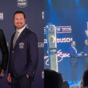 Jan 23, 2026; Charlotte, NC, USA; Kyle and Kurt Busch pose on the red carpet during the NASCAR Hall of Fame Induction at Charlotte Convention Center - Crown Ballroom.