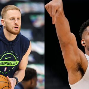 Donte DiVincenzo (L), Giannis Antetokounmpo (R)