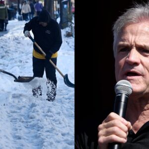 Snowstorm in North Carolina (L) and Kenny Wallace (R)