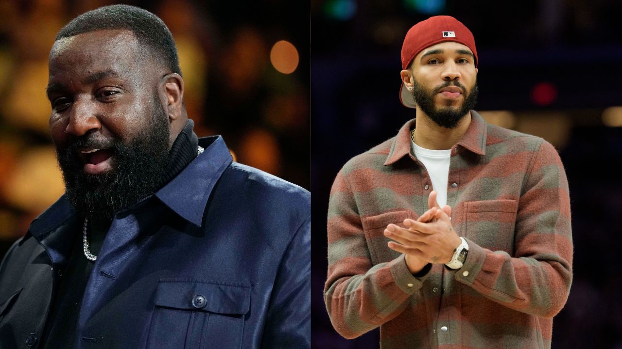 Kendrick Perkins (L), Jayson Tatum (R)