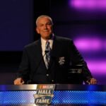 Jan 29, 2014; Charlotte, NC, USA; NASCAR Sprint Cup Series driver Dale Jarrett makes a speech after being inducted into the NASCAR hall of fame during the induction ceremony at NASCAR Hall of Fame.