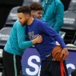 LaMelo Ball and Steph Curry