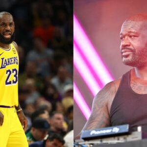 LeBron James(L) and Shaquille O'Neal(R)