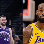 Kevin Love (L), LeBron James (R)