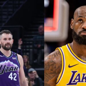 Kevin Love (L), LeBron James (R)