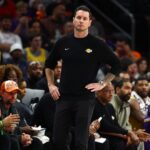 Dec 23, 2025; Phoenix, Arizona, USA; Los Angeles Lakers head coach JJ Redick against the Phoenix Suns at Mortgage Matchup Center