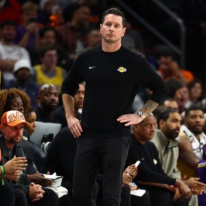 Dec 23, 2025; Phoenix, Arizona, USA; Los Angeles Lakers head coach JJ Redick against the Phoenix Suns at Mortgage Matchup Center