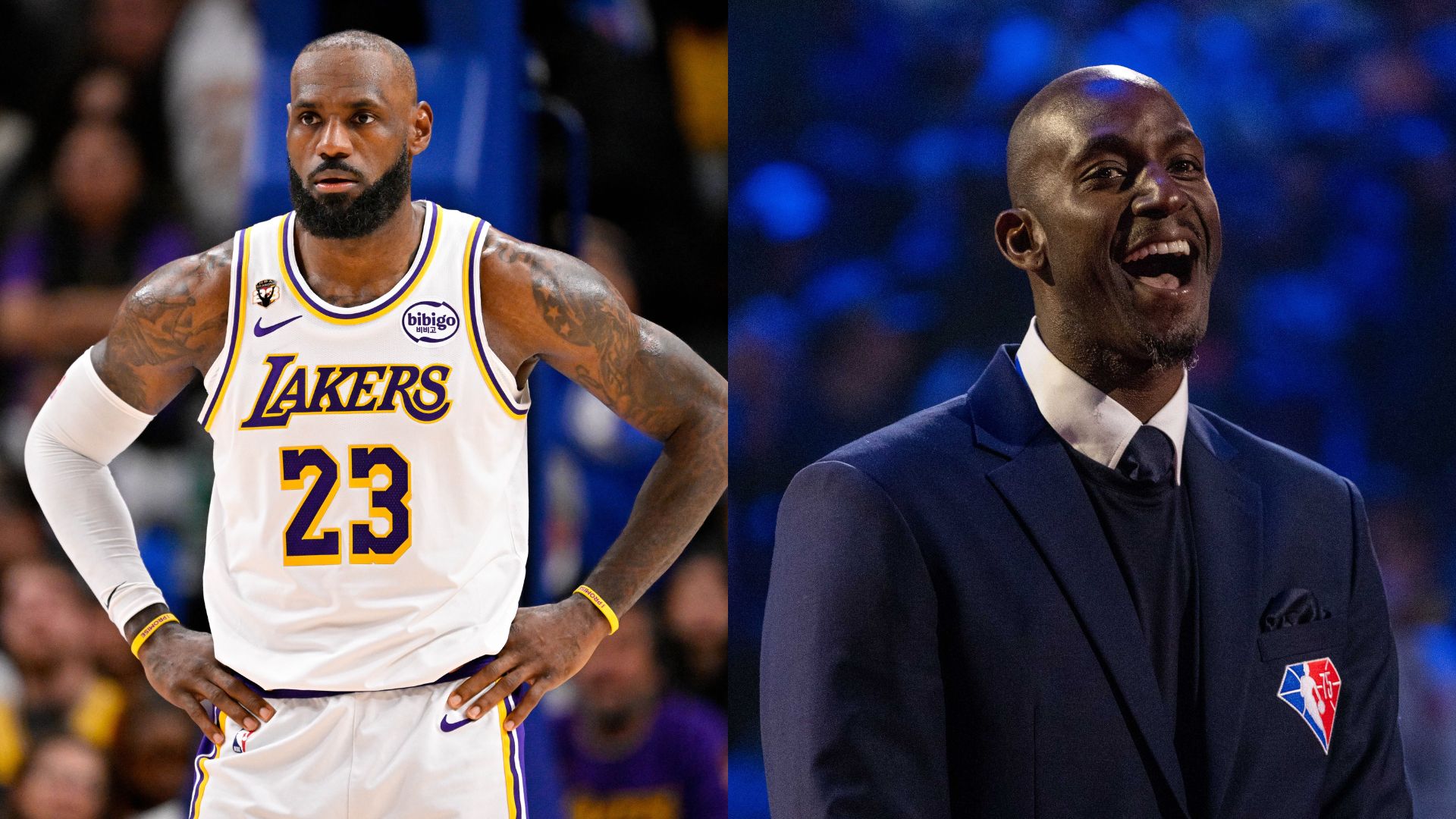 LeBron James (L) and Kevin Garnett (R)